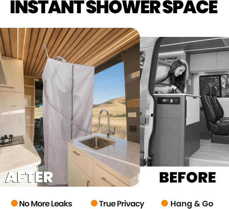 Terapaton Camper Van Shower Curtain 72in Height, RV Hidden Shower Privacy Curtain with Magnetic Stickers, Interior Shower Curtain for Bench Shower, Collapsible Square Shower (30" W x 72" H) - Image 4